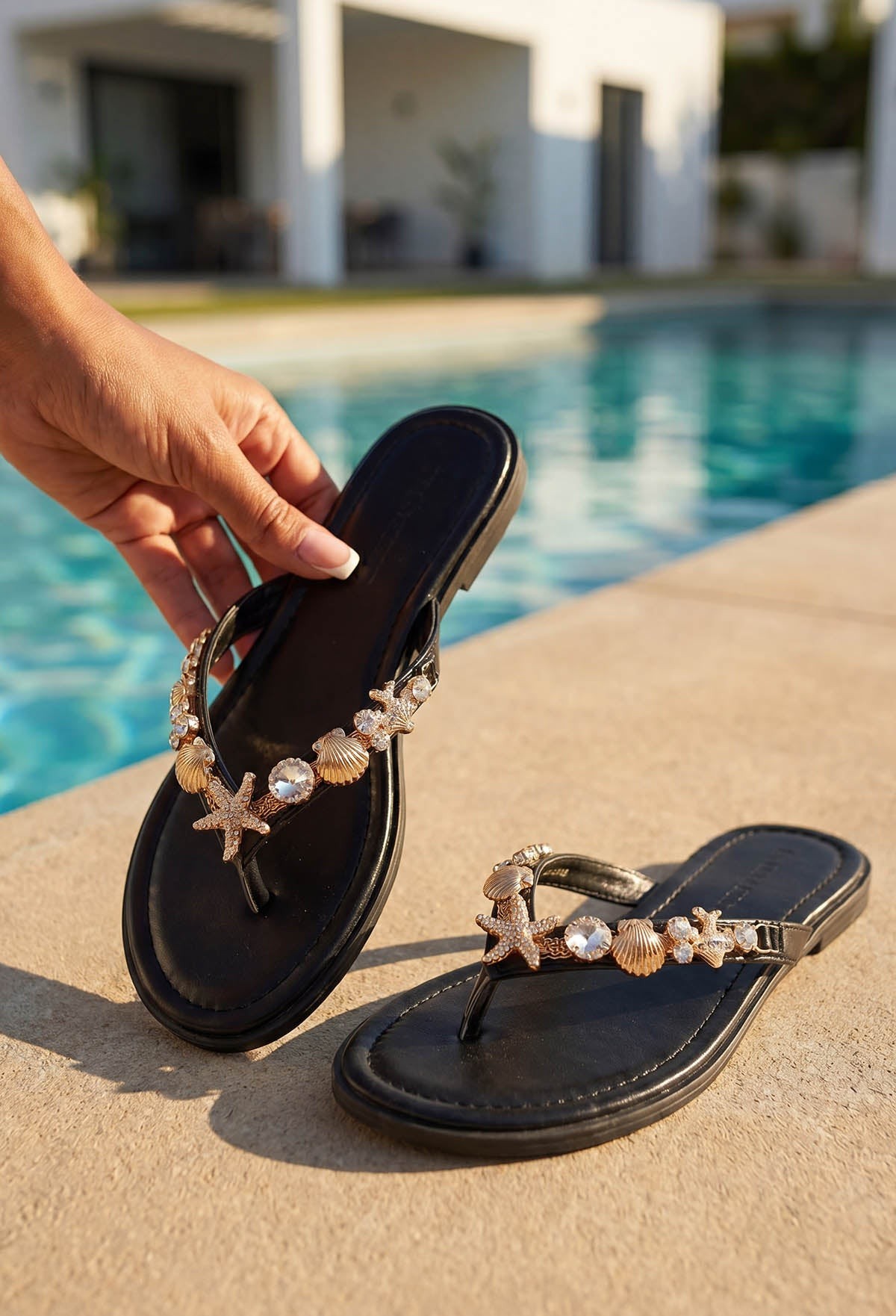 Moonlight Romancing Black Starfish & Shell Sandals view 3